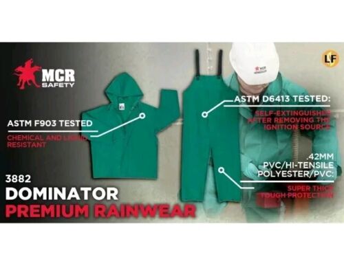 MCR Safety Dominator Series Jacket with Zipper Front and Bib Pants, Green, 9X